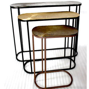 Juego de Mesa Auxiliar de Lujo VIAF-1003 de Hierro y Aluminio con Tapa Ovalada para Sala de Estar, Dormitorio, Balcón, Cafetería, Hotel, Muebles para Compradores Mayoristas - Product Image 1