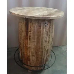 Industri Perkotaan Desain Modern mangga kayu Wine barel Whisky Drum minyak tinggi konter Bar meja