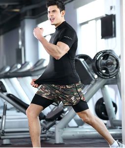 Wholesales Custom Logo Men's <b>Compression</b> Workout <b>Shorts</b> 2 in 1 Fitness Men's Gym <b>Shorts</b> With Pockets - Product Image 6