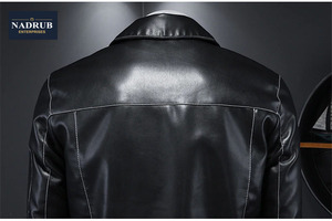 Chaqueta de estilo casual de moto recubierta de otoño para hombre Chaqueta de cuero mate para hombre - Product Image 6