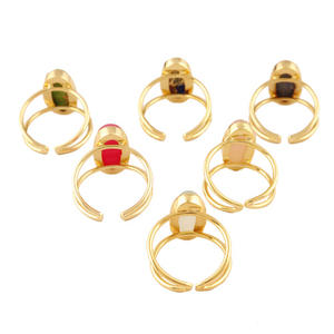 Anillo abierto de Calcedonia rosa, forma ovalada, chapado en oro/plata, personalizado, doble capa, ajustable, unisex - Product Image 6