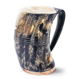 Viking boire corne tasse à la main en acier inoxydable véritable sculpté corne écologique Vintage 500ml dernière bière indienne Axiom maison - Product Image 3