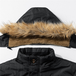 Parkas d'hiver chauds et épais pour hommes, veste décontractée à capuche, imperméable, avec col en fourrure, doublure polaire, longue, à la mode - Product Image 6