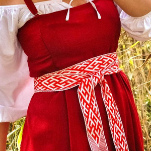 Handmade Happiness Woven <b>Belt</b>, Slavic, White <b>Red</b> Slavic <b>Belt</b> - Product Image 1