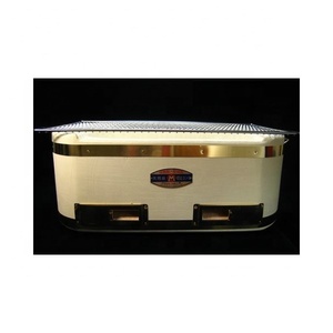 Barbecue en bois diterrestre découpé, grille pour BBQ fait au japon, cadre en laiton brillant, grand format, shchiron charbon de bois - Product Image 1