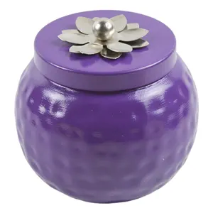 Lila Metall farbiges Design Kekse Glas überzogen und bemalt Kekse Töpfe und Behälter Metall Design Candy Jar