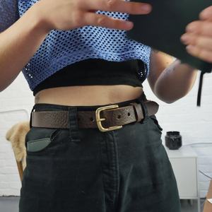 Pantalones clásicos para hombre y mujer, cinturón de cuero marrón, 38mm, 1,5 ", VES-0017 - Product Image 2