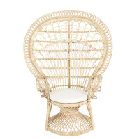 Fauteuil de loisirs moderne en rotin naturel en forme de nid de paon avec housse amovible pour salon et salle à manger - Mobilier de maison