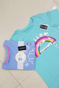 Overrun Garments Surplus Étiquettes de marque Filles Enfants Casual Velours 100% Coton Imprimé Floral Manches Ras Du Cou T-shirts Ensemble - Product Image 3