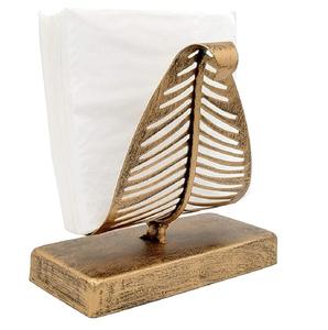 Porte-serviettes en forme de feuille en métal avec finition bronze Parfait pour le stockage élégant de papier de soie sur les dessus de table - Product Image 1