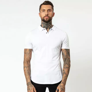 T-shirt de sport pour homme grande taille 100 % coton, séchage rapide, respirant, lavé, col roulé, manches courtes, vierge, pour l'été et les activités de plein air - Product Image 5
