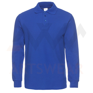 Camiseta de manga larga de alta calidad para hombre y mujer, polo de color azul, 100% algodón, informal, con logotipo personalizado, venta al por mayor, unisex - Product Image 1
