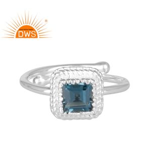 Bague cocktail en topaze bleue de Londres, fournisseur de bijoux, bijoux pour femmes en argent 925, grossiste en bijoux - Product Image 1
