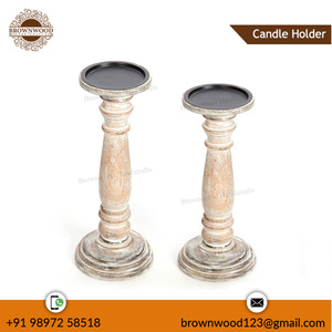 Lot de 2 bougeoirs en bois de manguier massif faits à la main Nouvelle arrivée Décoration de la maison pour Noël Usine directe Prix de gros - Product Image 4