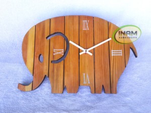 INAM HANDICRAFTS Polished Wooden <b>Elephant</b> Wall Clock Handmade Animal Shape Modern Home <b>Decoration</b> - Product Image 5