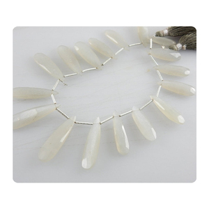 Piedra lunar blanca facetada Briolette gotas largas de pera 8mm-23mm 33mm 6mm cuentas sueltas de piedras preciosas para la fabricación de joyas - Product Image 5