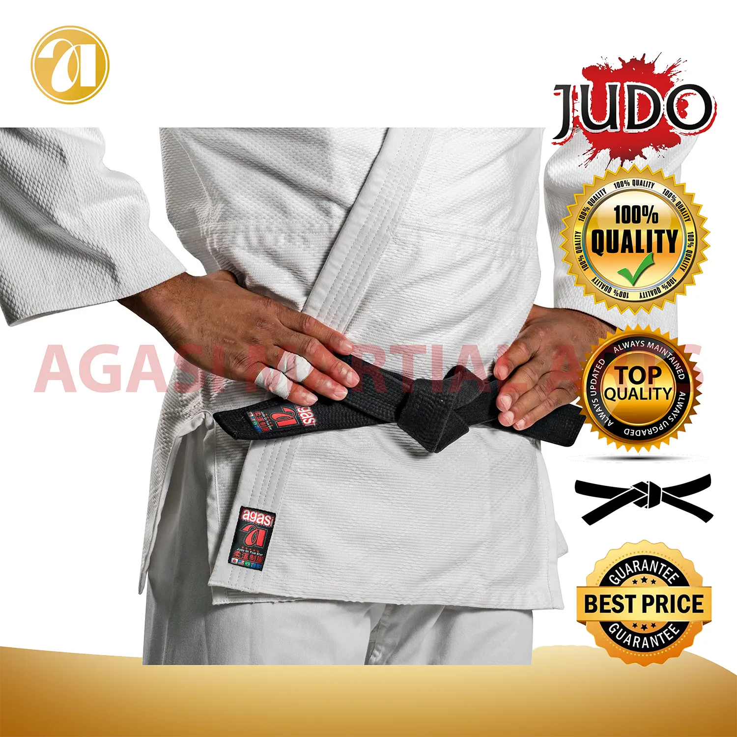 Uniforme de Judo blanco, 750GSM, doble tejido, Gi