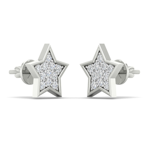 Pendientes de Oro de 10K con Diamantes en Forma de Estrella y Cierre de Rosca | Pendientes de Diamantes Reales Estilo Hip Hop, Regalo de Aniversario de Lujo para Mujer - Product Image 1