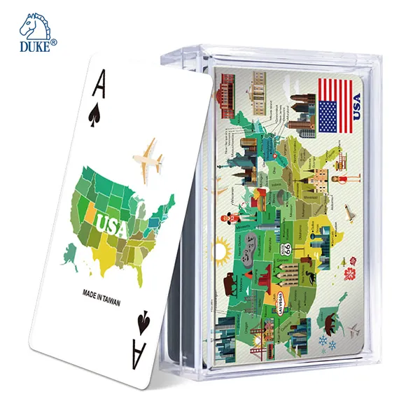 Carte d'impression de carte de repère des états-unis, visage cartes de Poker en plastique