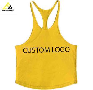 Logo personnalisé imprimé 100% coton sans manches vêtements de sport hommes Gym Fitness entraînement hommes débardeur - Product Image 6