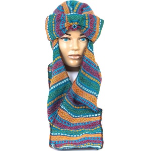 Kilim Designed Turkish Winter Scarved <b>Hat</b> - Product Image 1