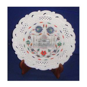 Belle plaque décorative 38 pièces, incrustation en marbre blanc, Taj Mahal - Product Image 1