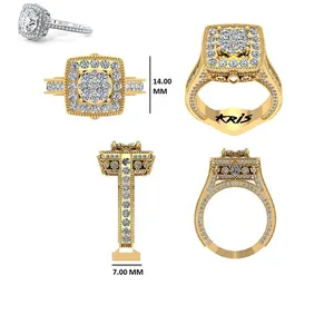 प्राचीन डिजाइन डायमंड कस्टम अंगूठी 14Kt पीला सोना 11.90 ग्राम/असली हीरे की अंगूठी