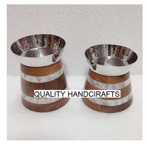 Tazón de Aluminio con Incrustaciones de Nácar y Madera de Acacia, Estilo Árabe Vintage, para Regalo de Ramadán, Eid o Boda, Juego de 1 Pieza para Servir Postres y Alimentos - Product Image 5