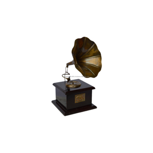 Gramophone Antique à conception Multiple, en laiton, équipement d'enregistrement Antique pour la décoration de la maison, avec Base en bois - Product Image 6