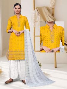 <b>Women</b> Printed Cotton Suit Set <b>Kurti</b> with Pant and Dupatta From India - Product Image 4