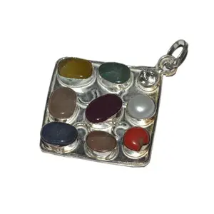 Latest Designed Silver Plated Agate 9 Chakra Stone Silver Pendant Certified 925 Sterling Silver Gemstone Ring
