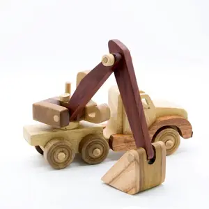 儿童幼儿园装饰木制挖掘机玩具