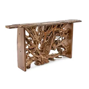 Teak Consolle Con Butternut I Lati, centro di teak radice, Console da tavolo