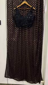 Sari en Georgette Marron Chaud Magnifique en Gros pour Femmes Style Indien Travail Brodé de Séquence Tenue de Fête Mariage Mode - Product Image 3