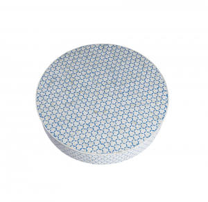 Fabriqué à la main Feuille Design Classique Ronde Incrusté D'os Tabouret en MDF Pour Salon ou Chambre à Coucher - Product Image 2