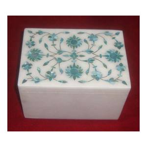 Caja de joyería Rectangular, de mármol blanco, verde, Perla madre - Product Image 1