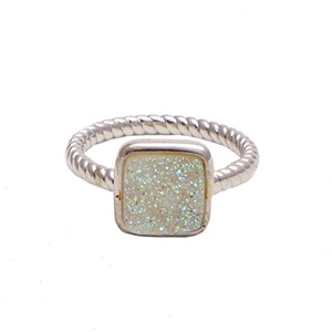 Silver Plated <b>Ring</b> White Coated Agate Druzy Manufacturer Jewelry From Jaipur Handmade <b>Ring</b> - Product Image 2