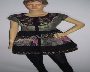 Túnica/Top/Kurta Bohemia Floral 100% Algodón Estilo Indio - Ecológica, Lavable, Cintura Natural - Product Image 1