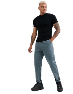 เสื้อโปโลชายสีดำล้วน,เสื้อใส่พอดีตัวออกแบบใหม่ - Product Image 1