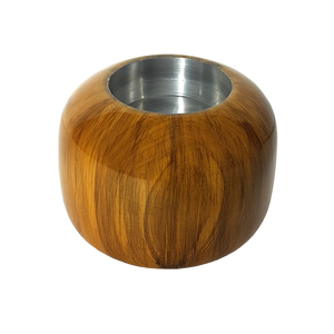 Aluminum <b>Candle</b> Votive Urn Wood Finished Round Shape Rare Aluminum Metal Cremation Urn for <b>Memorial</b> Ashes Wholesale - Product Image 4