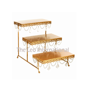 Support à gâteau décoratif 3 étages en émail coloré et plateau de service multicouche en métal aluminium pour cupcakes, mariages et fêtes - Product Image 6