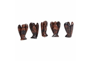 Ángel de cristal, figurita de obsidiana de caoba, piedra Natural tallada, cristales de Jade, Ángel grabado con acabado pulido - Product Image 6