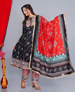 Pantalon DUPATTA KURTI ANARKALI, pour travail à la main, en rayonne lourde, livraison gratuite - Product Image 4