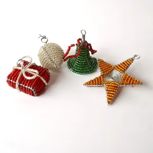 Beaded Christmas Ornaments for Christmas Tree Hanging Decorations Handmade Christmas Decor from India