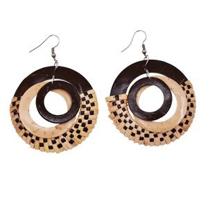 Nouveau bijoux de mode géométrique noix de <span class=keywords><strong>coco</strong></span> à la main rotin boucle d'oreille multicouche goutte paille boucles d'oreilles pour les femmes - Product Image 2
