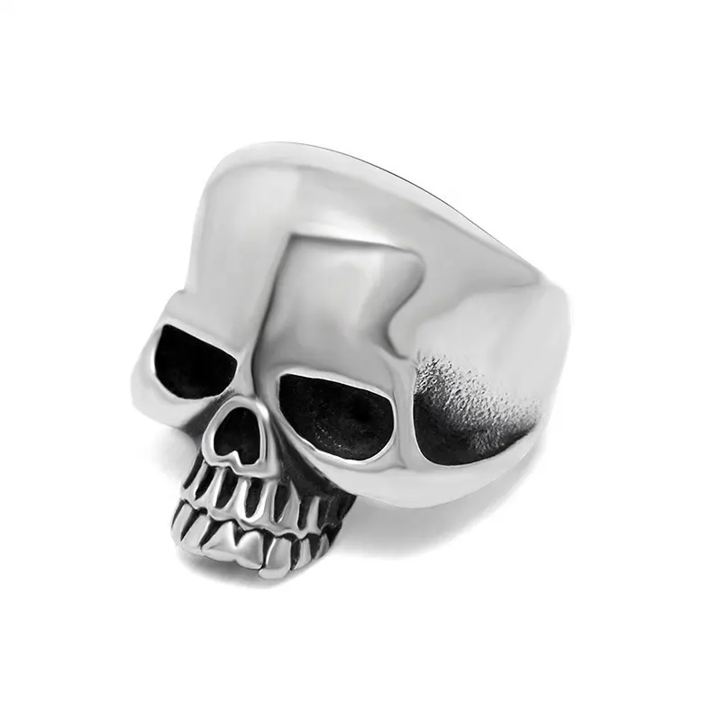 Fashion finger ring design 925 sterling silver men vintage skull style ring