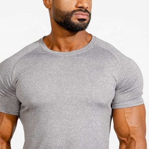 Venta al por mayor personalizado de los hombres 65% algodón 35% poliéster gimnasio Fitness camiseta de gran tamaño Slim Fit manga corta transpirable estilo musculoso - Product Image 3