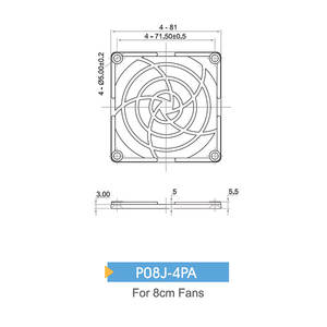 STK Plastic Filter Guard P08J-4PA <b>Ventilation</b> <b>Fan</b> <b>Part</b> for 8cm <b>Fans</b> - Product Image 2