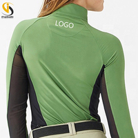 Meilleures ventes Hauts d'équitation de luxe pour femmes, manches longues, en coton, compression, sous-couche équestre zippée haute performance