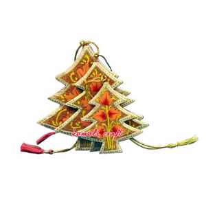 Adornos planos pintados a mano decoración de Navidad de madera - Product Image 2